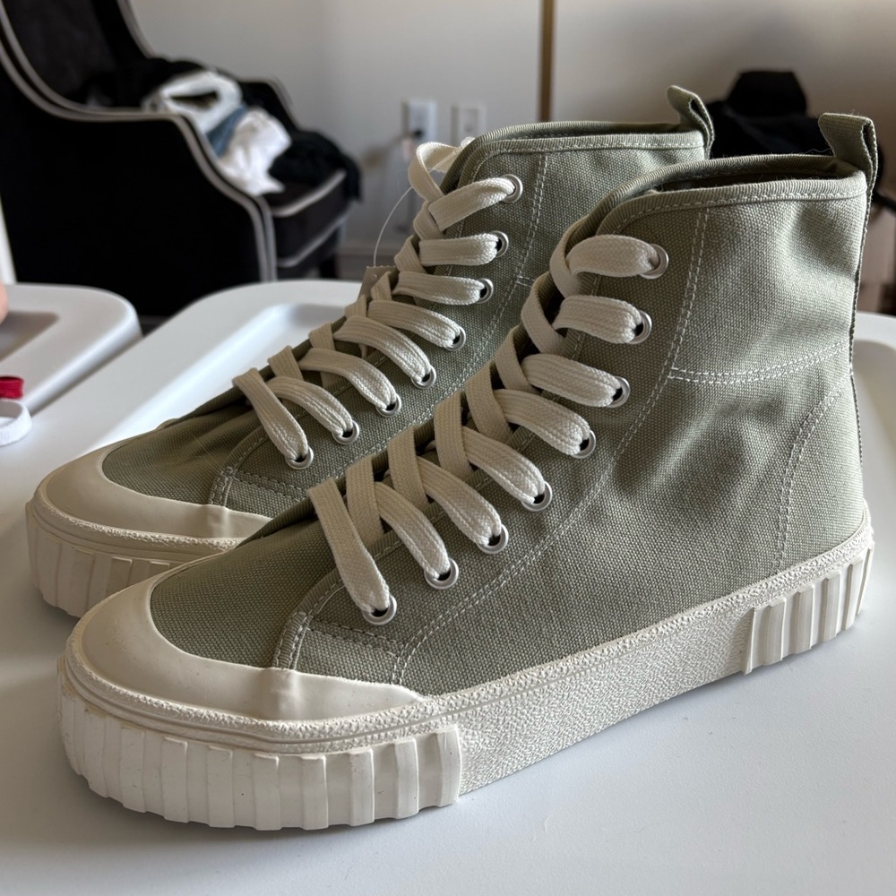 Mango Sage Green High-Top Sneakers